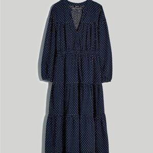 Madewell Navy Long Sleeve Tiered Maxi Dress